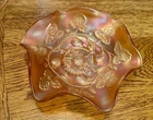 Vintage Millersburg Marigold Carnival Glass BlackBerry Wreath Ruffled Bowl