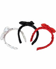 3-pk Black Red Silver Sequin Headband Hairband fits 18" American Girl Size Doll