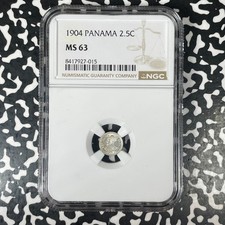 1904 Panama 2 1/2 Centesimos  Panama Pill  NGC MS63 Lot#G1531 Silver! Choice UNC