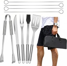 9-Pc Stainless Steel BBQ Tool Set w/Carry Bag - Grill Utensils Kit