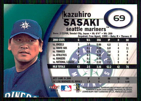 2001 EX - Kazuhiro Sasaki #69 - Image 2 of 2