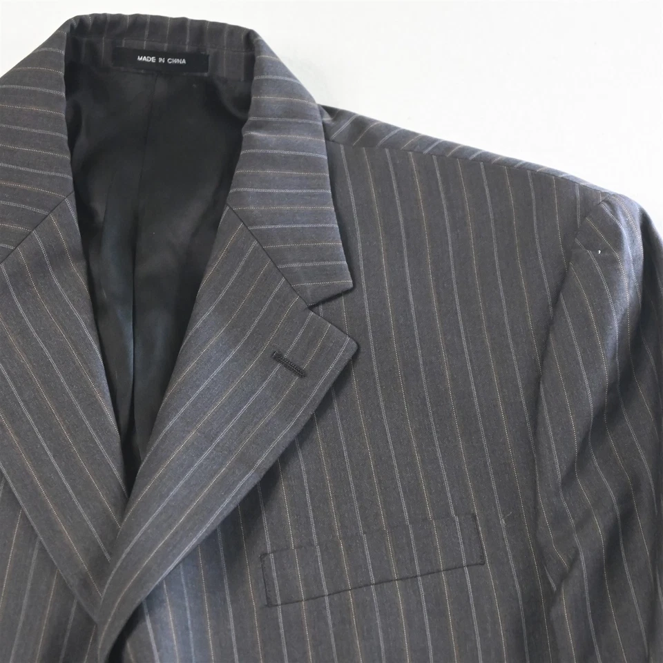 Chaps Ralph Lauren 42S 36x30 Gray Striped 100% Wool Mens Jacket Pants Suit - Image 3 of 4
