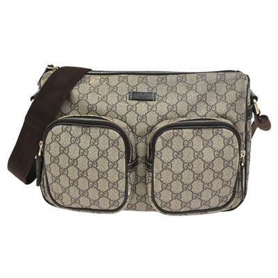 GUCCI GG Pattern Shoulder Messenger Bag Supreme Leather Brown GHW Italy 61KC909