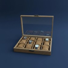 Coffret à Montres En Bois Couvercle Transparent pour Dressing
