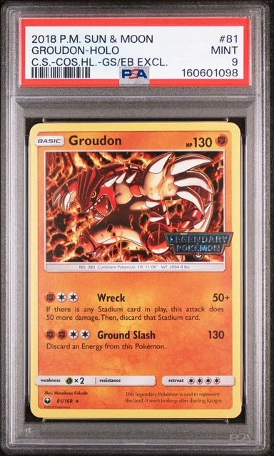 2018 POKEMON SUN & MOON CELESTIAL STORM #81 GROUDON-HOLO PSA 9