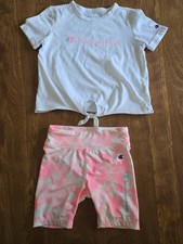 GIRLS 4 CHAMPION ATHLETIC SET. SHORTS AND SHIRT.