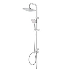 GoodHome Shower Kit Teesta Stainless Steel Twin Head 3-Spray Pattern Bathroom