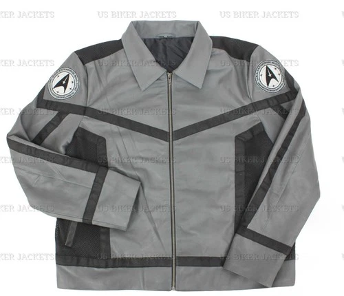 Mens Strange Star New Captain World Leather Pike Jacket Fleet Trek Costume - product listing photo