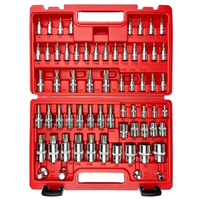 64PCS 1/4,3/8&1/2  Master Torx Bit Socket Set and External Torx Socket Set,E4...