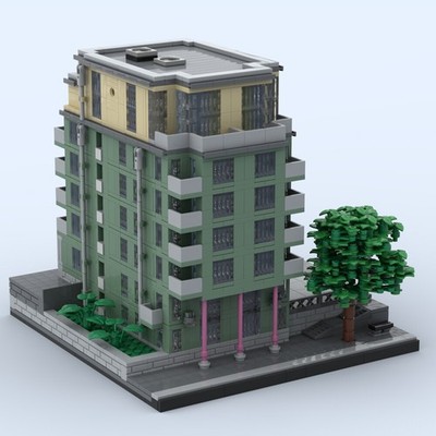 Apartment House Model with 8 Floors Modular Building 2291 Pieces MOC Build