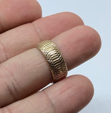 9ct Gold Wedding Band Pattern Ring 4g Size L, 7mm Width, 1.22mm Depth, 1966