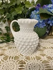 Vintage Fenton Milk Glass Hobnail White Jug Syrup Pitcher Cottage Core