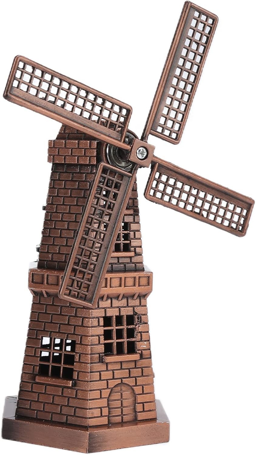 Yosoo Health Gear Windmill Ornament Retro Red Bronze Statues, Mini Windmill Stat