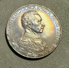 3 Mark Wilhelm II of Prussia 1913 German States Proof