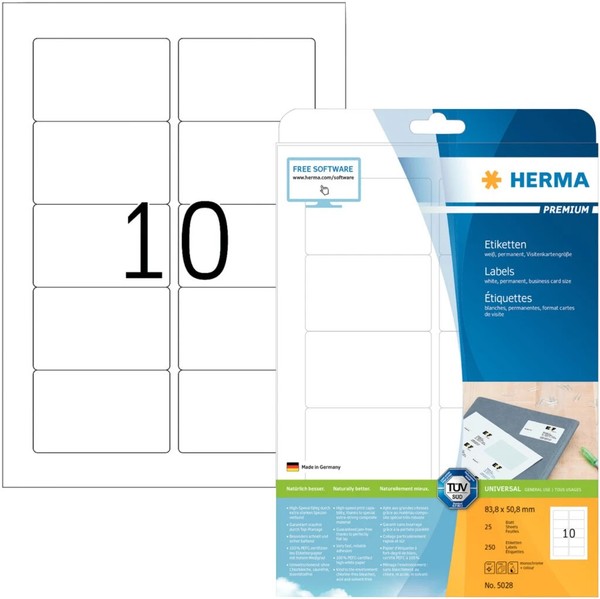 Herma Universal-Etiketten Premium, 83,8 X 50,8 Mm, Weiß 1 Bis 40 Stk Spare 50%-image