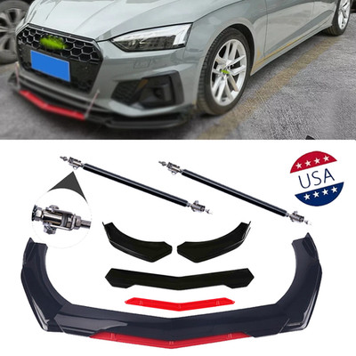 For AUDI A3 A4 A5 A6 B6 B7 Front Bumper Lip Splitter Spoiler Body Kit Glossy Red