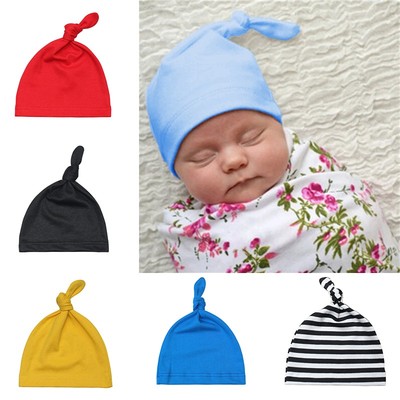 Neugeborenes Kind Baby Mütze Kleinkind Säugling Kinder Junge Mädchen Baumwolle Knoten Beanie Mütze -