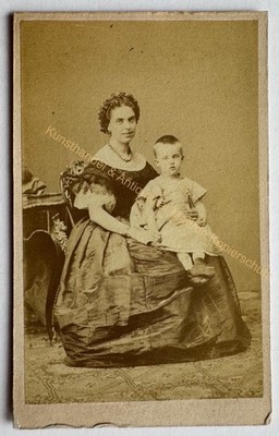 orig. CDV photo photograph picture old fashion around 1863 Ludwig Angerer Vienna mother child