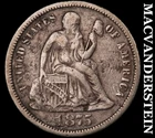 1875-CC (above) Seated Liberty Dime - Scarce  Semi-key  Better Date  #J8722