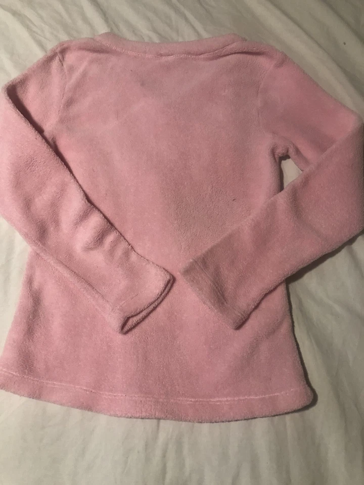 Pantalones para dormir de vellón rosa descolorido Glory para niñas pantalones de pijama y camisa rosa Foto 3 de 4