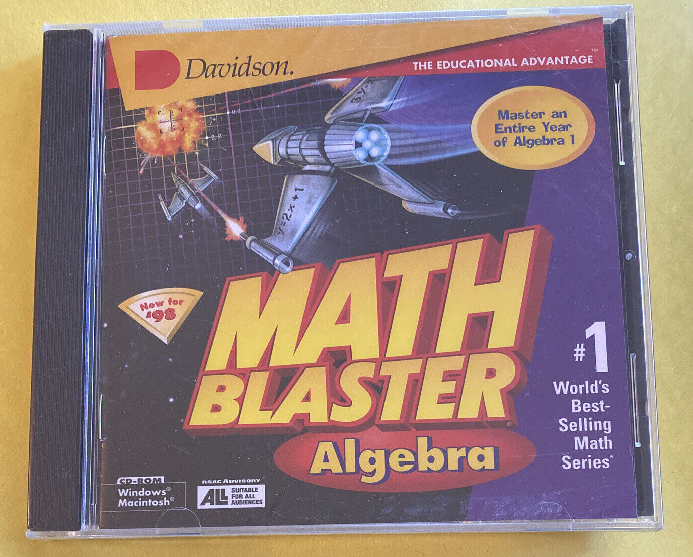 Math Blaster Algebra Computer CD Win95 Mac Davidson Educational Learn Sealed