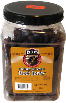 Reser's 1 Net Pound Natural Wood Smoked Honey Glazed Beef Jerky 1/2 Gallon Jar