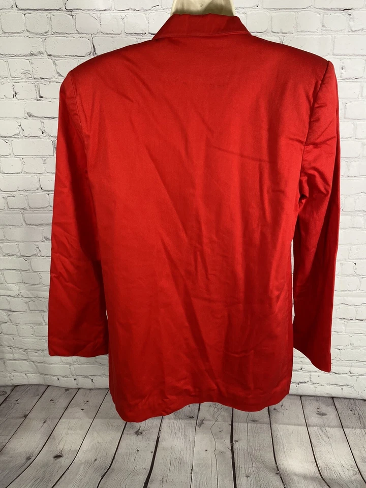 Blazer de Colección Norton McNaughton Rojo Sólido 100% Algodón Dos Botones para Mujer Talla 10” Foto 4 de 4