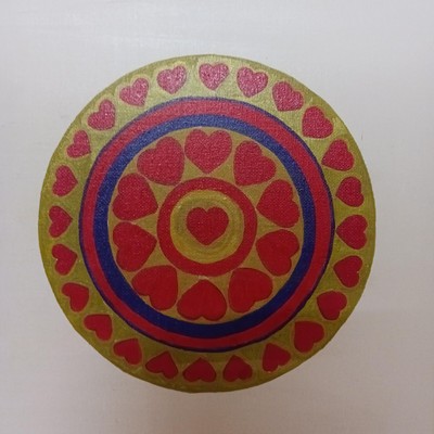 Leinwandbild, handgemalt-naive Kunst, B25xH25cm, Leinwandplatte mit Wandhaken
