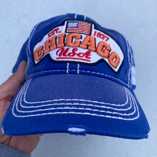 Chicago Baseball Hat Cap Blue City Hats Mens One Size Blue Adjustable - Picture 2 of 12