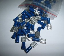100PCS Vinyl Female Wire Terminal Blue 16-14 Ga AWG Quick Disconnect Connectors
