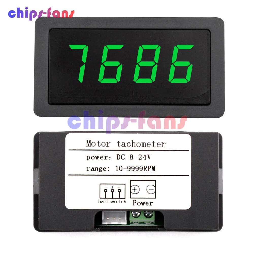 Tacómetro digital LED Hall DC 8V-24V probador de velocidad del motor medidor de panel 10-9999 RPM