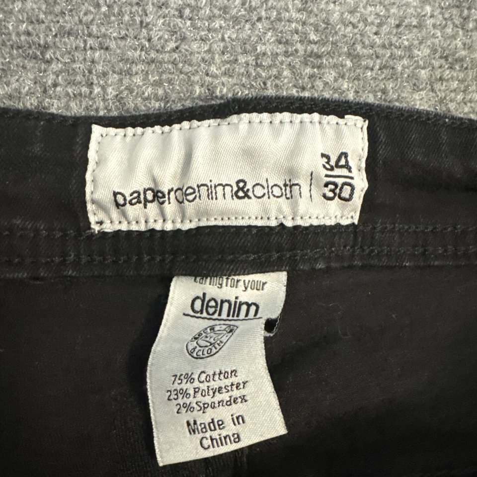 Paper Denim Cloth Men Jeans 34/30 Black Cotton Blend Straight Leg Regular Denim - Image 2 of 4