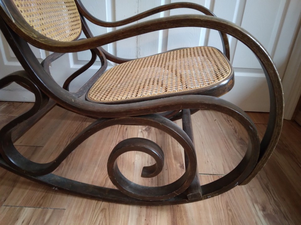 Vintage Style Bentwood Rocking Chair Cane Seat Rocker Rattan eBay