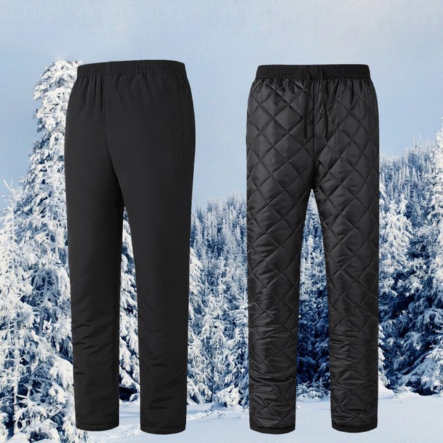 Winter Men's Sweatpants Thick Fleece Lined Elastic Waist Trousers