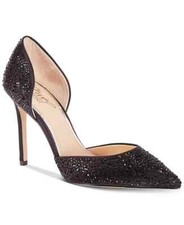 Jewel Badgley Mischka Alexandra Pointed Toe Evening Pump, Black Rhinestone, 9.5M