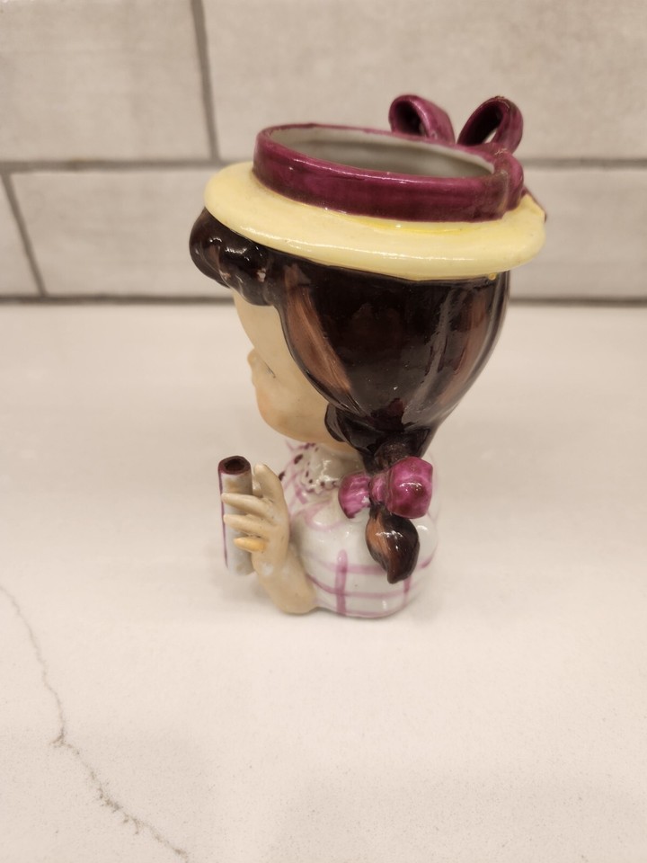 Vintage Napco Japan Parasol Umbrella Pink Purple Girl Planter Figurine