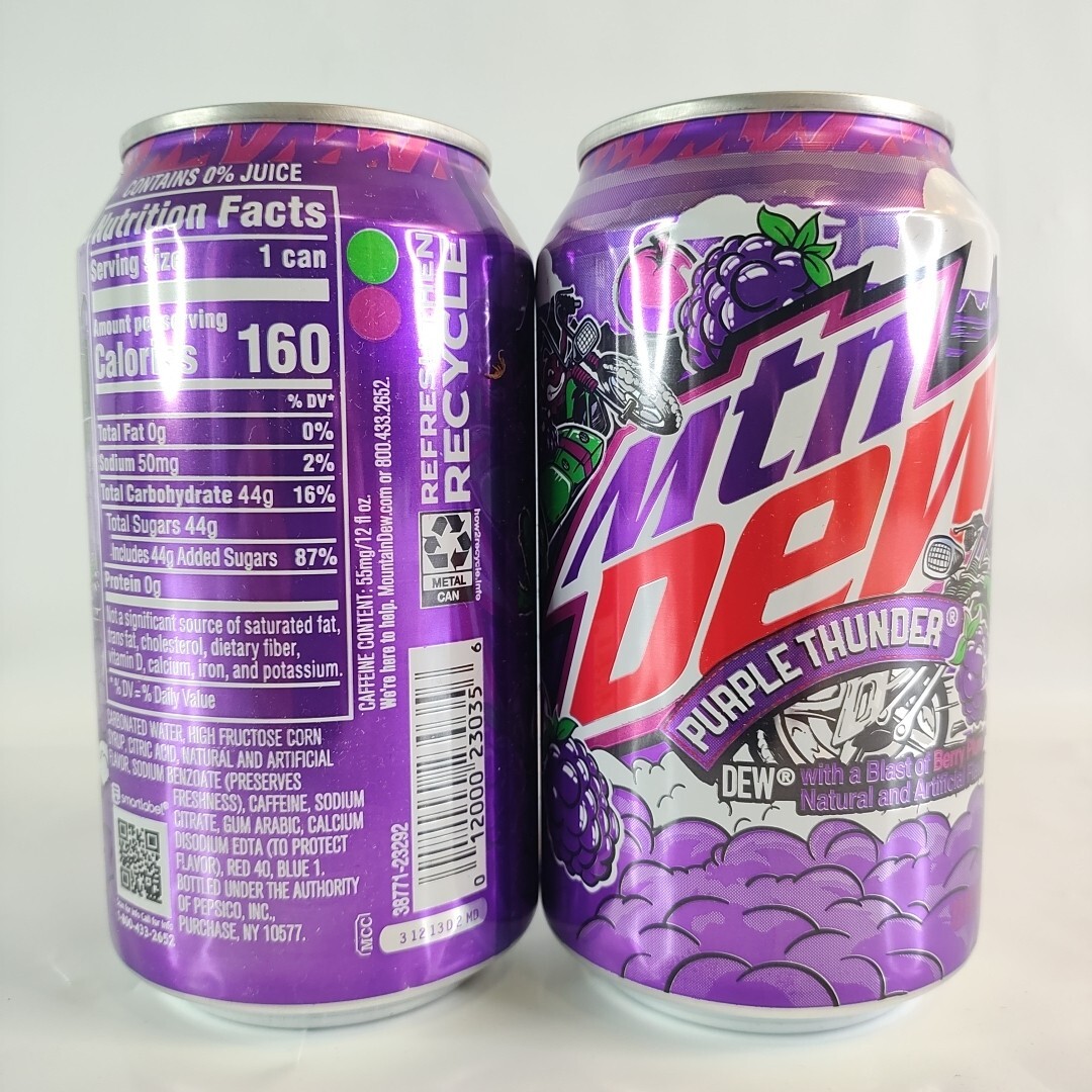 Mountain Dew Purple Thunder Full 12 Oz Can Brand New MTN 1 Can 