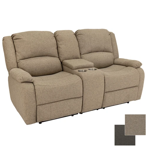 Charles 70" Cloth Double RV Wall Hugger Recliner Sofa Couch With Console Oatmeal