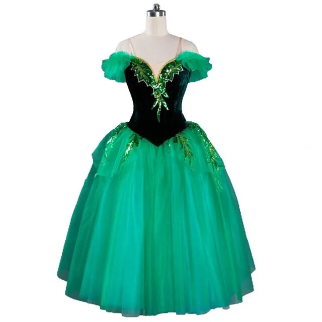 Women Professional Performance Ballerina Dress Girls Dark Green Ballet Long  | eBay