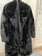 Missguided Black Faux Fur Coat Size 8