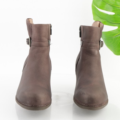 Dansko Women's Hartley Boot Size 40 9 Block Heel Brown Nubuck Ankle Strap Shoe - Picture 3 of 11