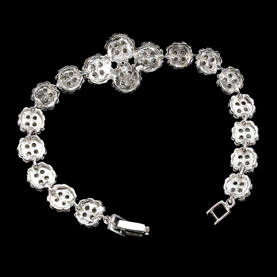925 Sterling Silver Bracelet Round Pearl 7mm Marcasite Gemstone Jewelry - Image 3 of 4