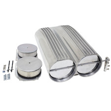 Chevy Ford Mopar Shotgun Style Aluminum Double Scoop Dual 4-barrel Finned