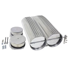CHEVY-FORD-MOPAR SHOTGUN STYLE ALUMINUM DOUBLE SCOOP DUAL 4 BARREL - FINNED
