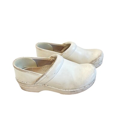 Dansko Leather Mules Clogs Shoes White Nursing Women