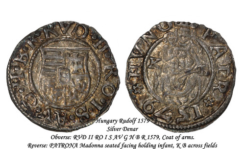 1579-KB Rudolf II Hungary Silver Denar Rare