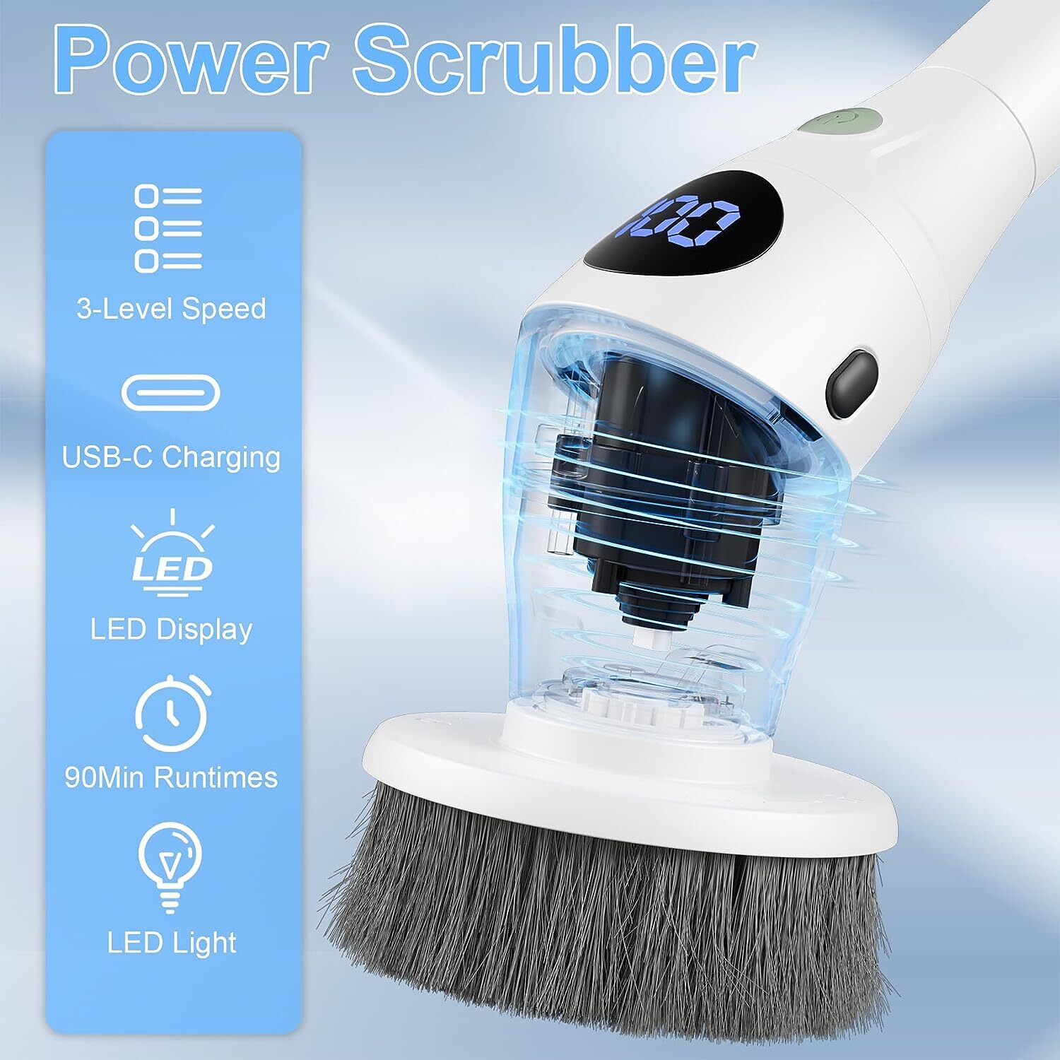 Rechargeable Electric Cordless Cleaning Brush Spin Scrubber Turbo Scrub