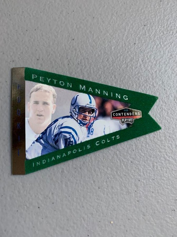 1998 Peyton Manning RC Playoff Contenders Pennants Green Felt w/ Silver Foil