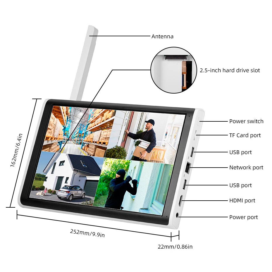 6MP Wireless Home Security Camera System Wifi IP Cameras 10'' Monitor NVR 500GB - Image 2 of 4