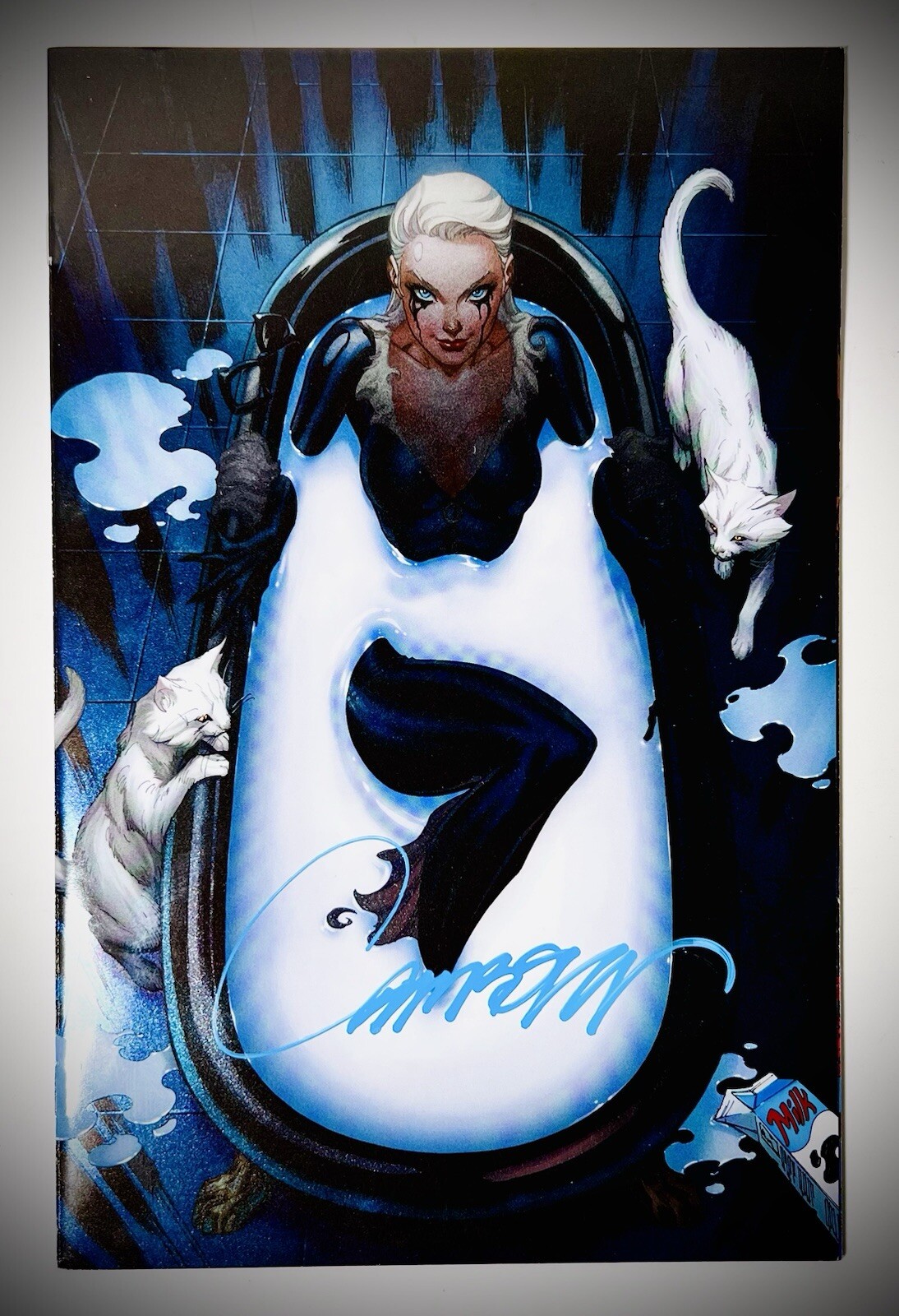 AMAZING SPIDER-MAN #54 J SCOTT CAMPBELL SIGNED BLACK CAT FOIL VIRGIN VARIANT